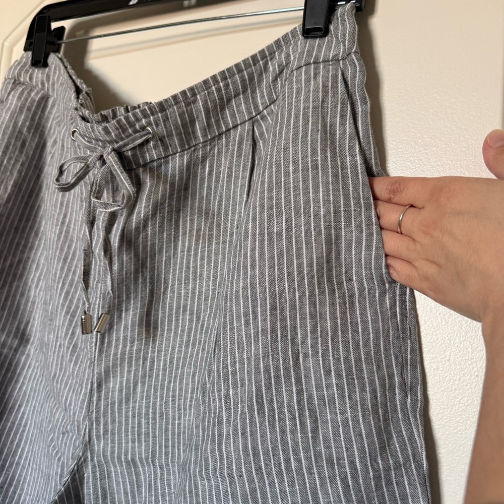 Chico’s Striped Gray Drawstring Shorts with pockets NWT cabincore, backyard bbq, - Picture 5 of 12